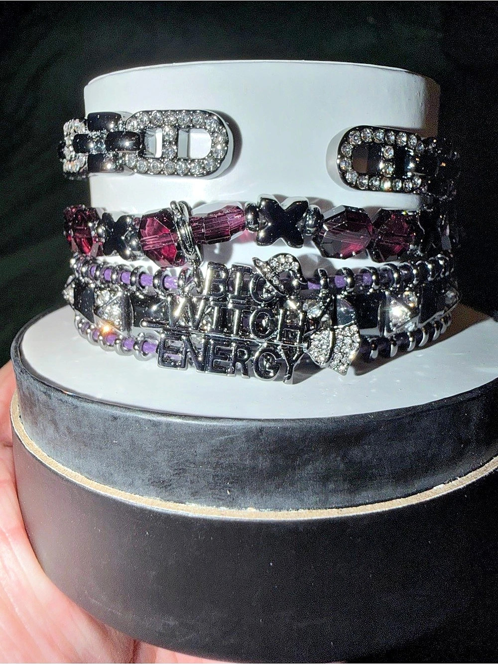 Bomb Party Halloween Stack-Shadows & Champagne Big Witch Energy on Hematite - Picture 3 of 6